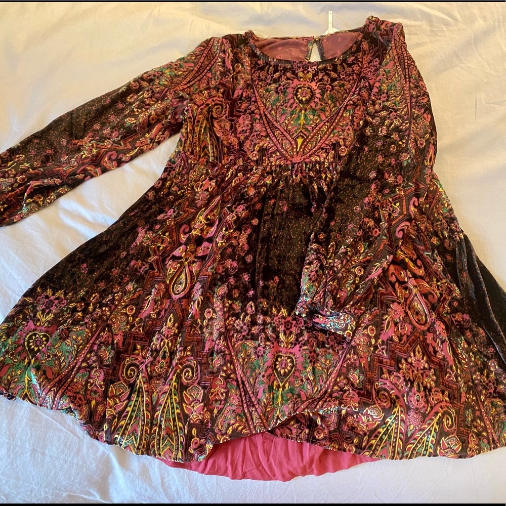Wine Free People Velvet Dress